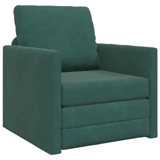vidaXL Schlafsessel 2-in-1 Samt 74 x 77 x 81 cm Dunkelgrün mit Kissen