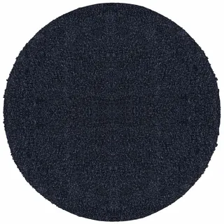 Carpetsale24 Teppich Hochflor Einfarbig Flauschiger Langflor Shaggy Flokati Wohnzimmerteppich, Marineblau, 200 cm Rund