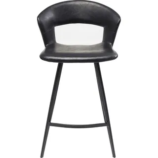 Kare Design Barhocker Reunion schwarz, 65 cm Sitzhöhe, Retrodesign, Kunstleder, Barstuhl, Barhocker mit lehne, Retrodesign, Küche, Esszimmer, 90,5x53x53cm