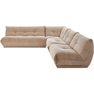 Livetastic Ecksofa, Taupe, Textil, 6-Sitzer, Ottomane links, L-Form, einzeln stellbar, 315x285 cm, Made in EU, Rücken echt, individuell planbar, Wohnzimmer, Sofas & Couches, Wohnlandschaften, Ecksofas