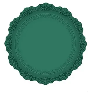 Wambere 5 Stück Runde Tischsets mit Einem Durchmesser von 10 cm,Spitzen-Silikon-Tischset,Abwaschbare Platzsets Teller Untersetzer,Wasserfeste Tischsets Rutschfestes placemat,für Esstisch, Küche,Grün