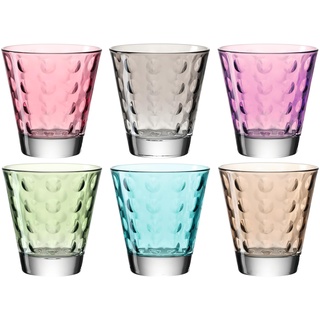 LEONARDO HOME Trinkglas Optic 6-er Set, Wasserglas, Saftglas, Glas Becher, spülmaschinenfest, Bunt, 6 Stück (1er Pack), 6