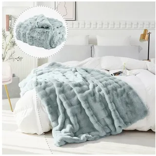 Wohndecke Sofadecke Welle Kuscheldecke Sofadecken Couchdecken, BTTO, Künstlich Kaninchenfell Felldecke Babydecke Kinderdecke grau