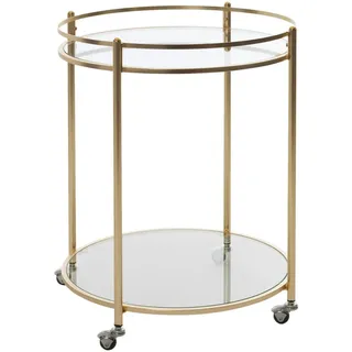 Mid.you Servierwagen, Gold, Metall, rund, Rollen, 57x75x75 cm, einfacher Aufbau, Esszimmer, Barmöbel, Barwagen