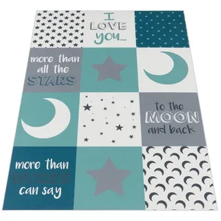Paco Home Kinderteppich 120 x 160 cm Blau/Grau