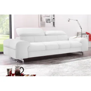 COTTA 3-Sitzer Chef, Big-Sofa mit Kopfteilverstellung, edle Metallkufen weiß 232 cm x 72 cm x 105 cm