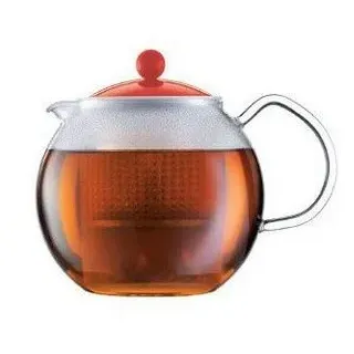 Bodum Teebereiter Assam, manuell, 1,00 Liter, aus Glas und Kunststoff, einfach und schnell rot