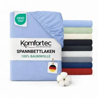 Komfortec Spannbettlaken Jersey 140 x 200 cm blau
