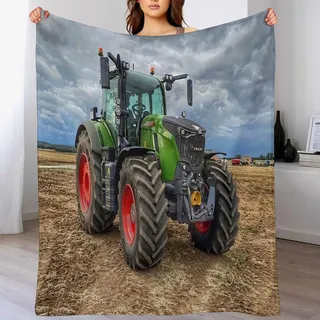 PAZZK Kuscheldecke Traktor Decke Tagesdecke - Weiche Flannel Decke Mit Muster Sofadecke - Baumwolldecke Wohndecke Sofaüberwurf Bettüberwurf(150×200cm)