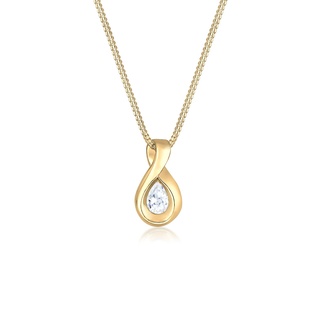 Elli PREMIUM Halskette Damen Infinity mit Zirkonia Steinen Unendlichkeit in 585 Gelbgold