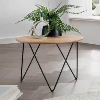 Couchtisch rund 60cm Massivholz Wildeiche Stahl schwarz NEU OVP!!!