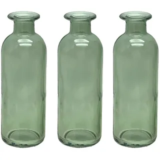 Vase Grün Salbeigrün Glas Blumenvase Dekovasen 3 Fach Sortiert