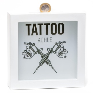 Home Flair hochwertige Spardose l schöne Sparbüchse l tolle Geschenkidee I 15 cm (Tattoo Kohle)