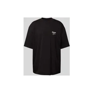 Oversized T-Shirt mit Label-Print, Black, XS