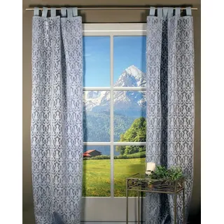 HOSSNER - ART OF HOME DECO Gardine Blausee, Schlaufen (1 St), transparent, Schlaufenschal mit floralem Muster blau 105 cm x 225 cm