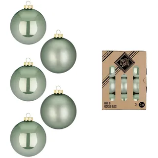 Holly & Jolly 24 Weihnachtskugeln 3cm Glas Christbaumkugeln Weihnachtsbaumkugeln Mild Sage