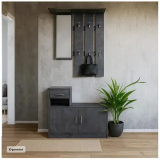 Hti-Living Garderobenschrank Thekla 192 x 110 x 35 cm Grau