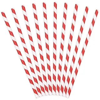 Partydeco Papierstrohhalme 19 cm 10 St. Rot/Weiß