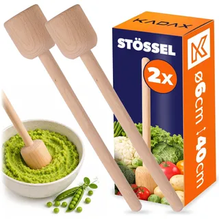 KADAX 2 x Krautstampfer aus Holz, 40 x 6 cm, Sauerkrautstampfer, Stampfer für Fermentieren von Sauerkraut, Kartoffelstampfer, Holzstößel, Handstampfer, Holzstampfer