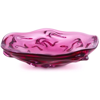 Casa Padrino Luxus Glasschale Rosa Ø 34 x H. 8 cm - Mundgeblasene Deko Glas Obstschale - Glas Deko Accessoirs - Luxus Kollektion