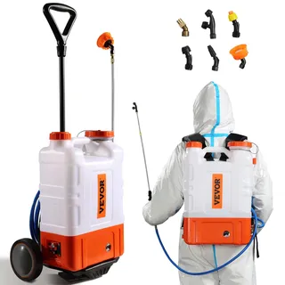 Vevor Rucksacksprüher mit Wagen, Einstellbarer Druck 0–94 PSI, 15-Liter-Tank auf Rädern, mit 6 Düsen, 2 Zauberstäben, Weithalsdeckel für Garten, Jäten, Sprühen, Reinigen