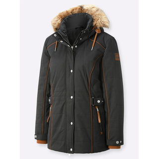 Steppjacke CASUAL LOOKS, Damen, Gr. 26, schwarz, 50% Polyester, 37% Baumwolle, 13% Polyamid, Kunstpelz:80% Polyacryl, 20% Polyester, unifarben, Jacken Steppjacke
