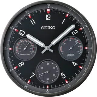 Seiko Wanduhr (Quarzuhr, Wohnzimmer, Esszimmer, Küche, Arbeitszimmer, Flur) schwarz