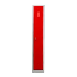 PROREGAL Garderobenspind Camel | 1-Fach| HxBxT 180x30x50 cm | Zylinderschloss | Grau-Rot