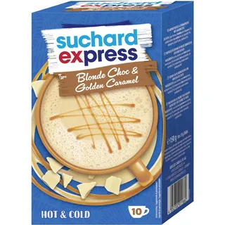 Suchard Express Blonde Choc & Golden Caramel, Pulver, 3% Kakaobutter, 10 Portionsbeutel