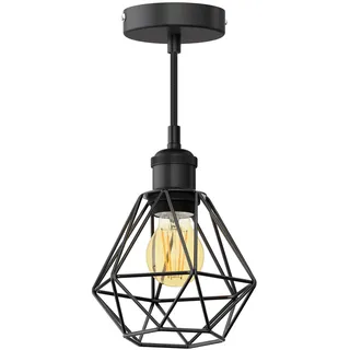 ledscom.de RETRA 1-flg. 30 cm Käfig-Schirm schwarz mit goldener LED Lampe