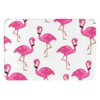 Oudrspo Anti-Rutsch-Matte aus Flanell mit rosa Flamingo-Motiv, 40,6 x 61 cm, rutschfeste Eingangsmatte für den Innen- und Außenbereich