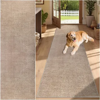 SUNMME Teppich Läufer rutschfest 90 x 140 cm Teppichläufer Flur Flurläufer Modern, Küchenteppich Waschbar rutschfest, Teppich Läufer für Flur, Küche, Eingang Braun