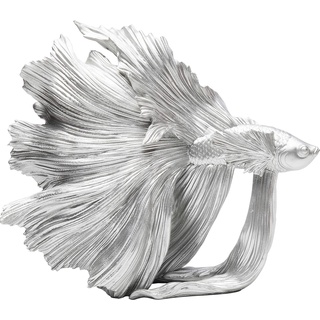 Kare Design Deko Figur Betta Fish, Silber, Deko Objekt, Fisch Motiv, klein, handgefertigt, 37x34x14 cm (H/B/T)