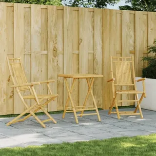 Design 3-tlg. Bistro-Set Bambus, Gartenmöbel-Sets 2024 Neu - Braun