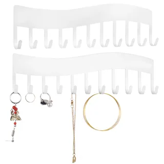 2 STK Kettenhalter Schmuckaufbewahrung Wand, Kettenaufhänger, Halsketten Aufbewahrung Hängend Schmuckhalter für Halsketten Armbänder Ohrringe Jewellery Schmuck Organizer Schmuckständer Hängend(Weiß)