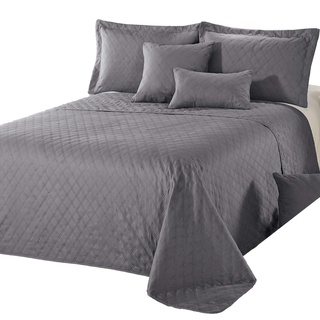 Delindo Lifestyle Tagesdecke Bettüberwurf Premium GRAU, für Doppelbett, einfarbig für Schlafzimmer, 220x240 cm