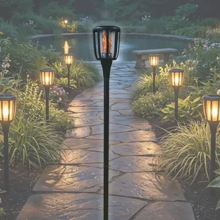 BOLD LED Solarfackel für Außen - Gartenfackel mit Flammeneffekt, 149 cm | Wetterfeste Solarlampe, 22 LEDs, 12h Leuchtdauer, Dämmerungssensor, Metall-Stab, IP44 Schutz, für Garten & Wege