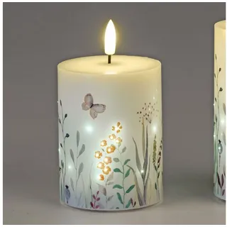 formano LED-Kerze Blumenwiese, LED, mit Timerfunktion, Weiß, Blumenwiese, H: 10cm weiß