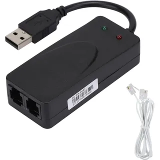 USB 2.0 56K Faxmodem, externes V.90 V.92 Modem mit Dual Ports, USB-Datenmodem kompatibel mit Win 7/Win 8/Win 10/Win XP, Auto-Dial, Ton- und Pulswahl, automatische Antwort, Auto-Retrain
