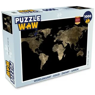 MuchoWow Puzzle Weltkarte - Gold - Schwarz - Erde - Luxus, 1000 Puzzleteile, Foto-Puzzle, Bilderrätsel, Puzzlespiele, Klassisch schwarz 48 cm x 68 cm x 2 cm