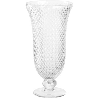 LEONARDO Poesia Glas auf Fuss, handgefertigte Deko-Vase mit eltegant strukturierter Oberfläche, Klar, Höhe: 35,4 cm, 2,9 l, 076434