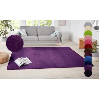 HANSE Home Teppich Shashi, rechteckig, Höhe: 8,5 mm, Kurzflor, Unifarben, Läufer, weich, Esszimmer, Kinderzimmer, Flur lila 67 cm x 120 cm x 8,5 mm