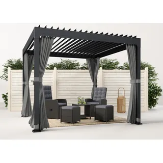 Pavillon KONIFERA "Palma", grau (grau, grau, dunkelgrau), B/H/T: 304cm x 244cm x 304cm, Pavillons, Pergola, mit Lamellendach