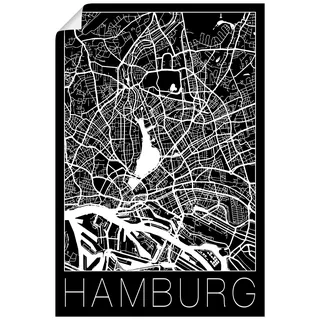 Wandbild ARTLAND "Retro Karte Hamburg Deutschland Schwarz", schwarz (farbe bild(er): schwarz), B:20cm H:30cm, Bilder, als Alubild, Poster in verschied. Größen