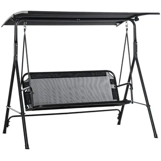 Outsunny Hollywoodschaukel Schwarz 3-Sitzer