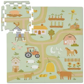 Relaxdays Puzzlematte, 21-tlg. Baby Spielmatte, Bauernhof-Motiv, Tiere, schadstofffreier Schaumstoff, Kindermatte, bunt