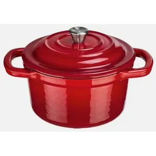 ERNESTO® Gusseisen-Topf, Kochtopf Bräter Ø 10 cm rot Ofenfest bis 250 °C NEU
