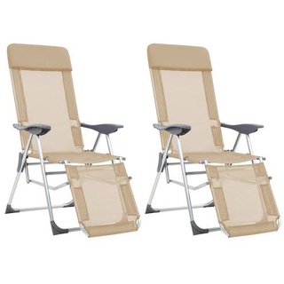 vidaXL Klappbare Liegestühle mit Fußteil 2 Stk. Creme Textilene