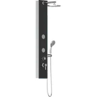 SCHÜTTE Duschpaneel GLAS Anthrazit, Duschsäule 2 in 1 mit großer Regendusche und Handbrause, Duschset mit Armatur - Grau
