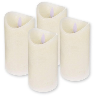 ToCi LED Kerzen Creme Ø 7,5 x 10 cm - 4er Set flammenlose Echtwachs-Kerzen - mit beweglicher Flamme und Timer - Adventskerzen Grablicher